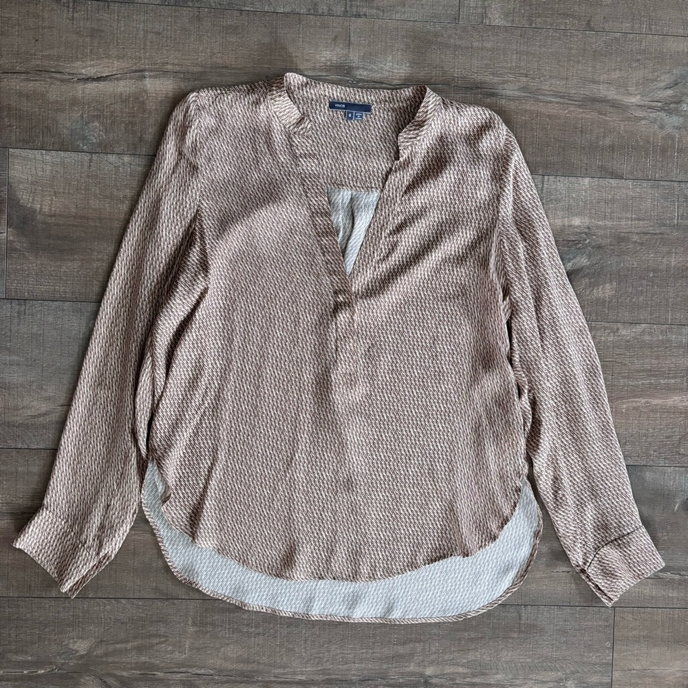 Vince Long Sleeve Silk Blouse Women's Size 6 - Picture 4 of 16